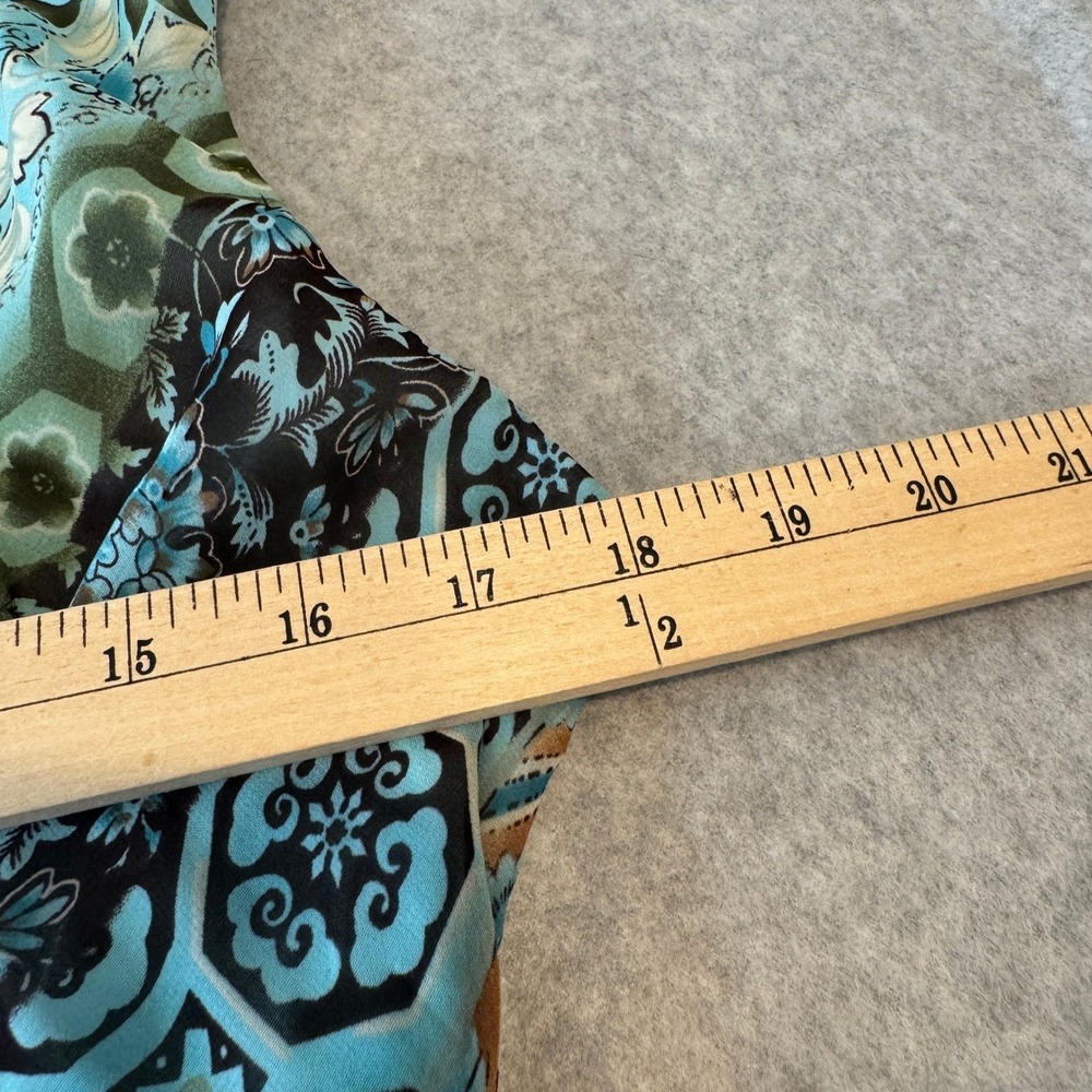 Vintage Y2K Dressbarn Handkerchief Hem Dress Womens 14 Turquoise Floral Fairy - Picture 12 of 16
